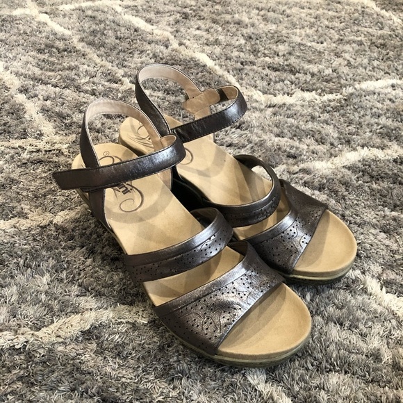 Umberto Raffini oceanic Wedge sandals size 41 Metallic Silver Open Toe Leather - Picture 3 of 8